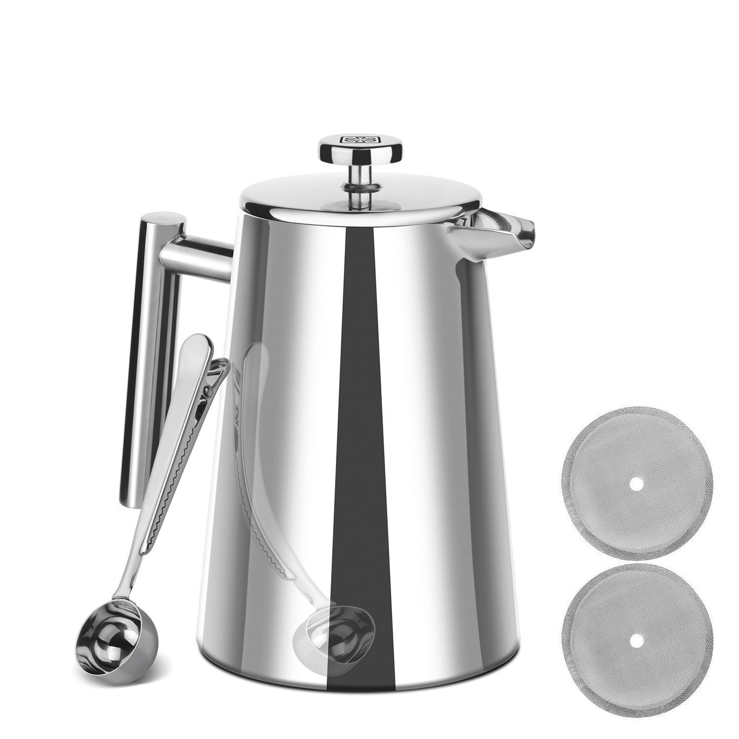 Zestkit French Press Double 18/10 Stainless Steel Wall with 170 mesh