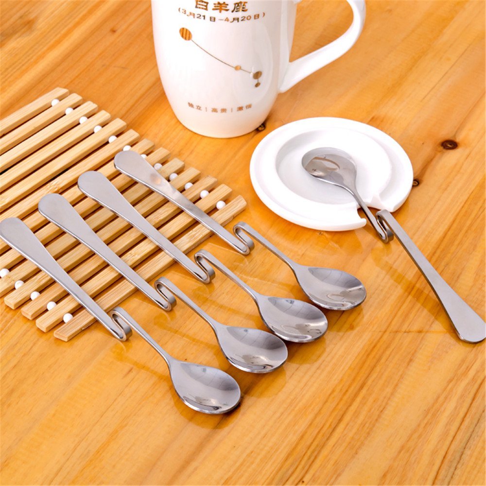 HSE 5 Pcs Stainless Steel Spoon Bending Hanging Cup Stainless Steel