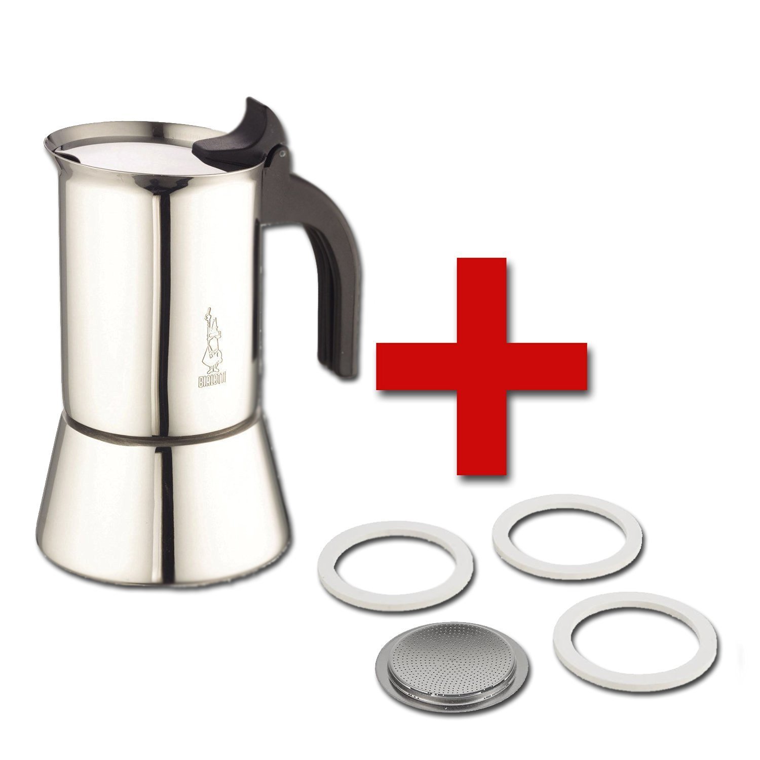 Bialetti Venus Stovetop Percolator 6Cup Stainless Steel and Replacement filter & Gaskets free