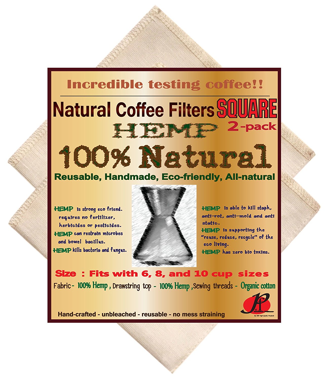 Reusable Coffee Filters for Chemex ,No Harmful Chemical ,All Natural ,2