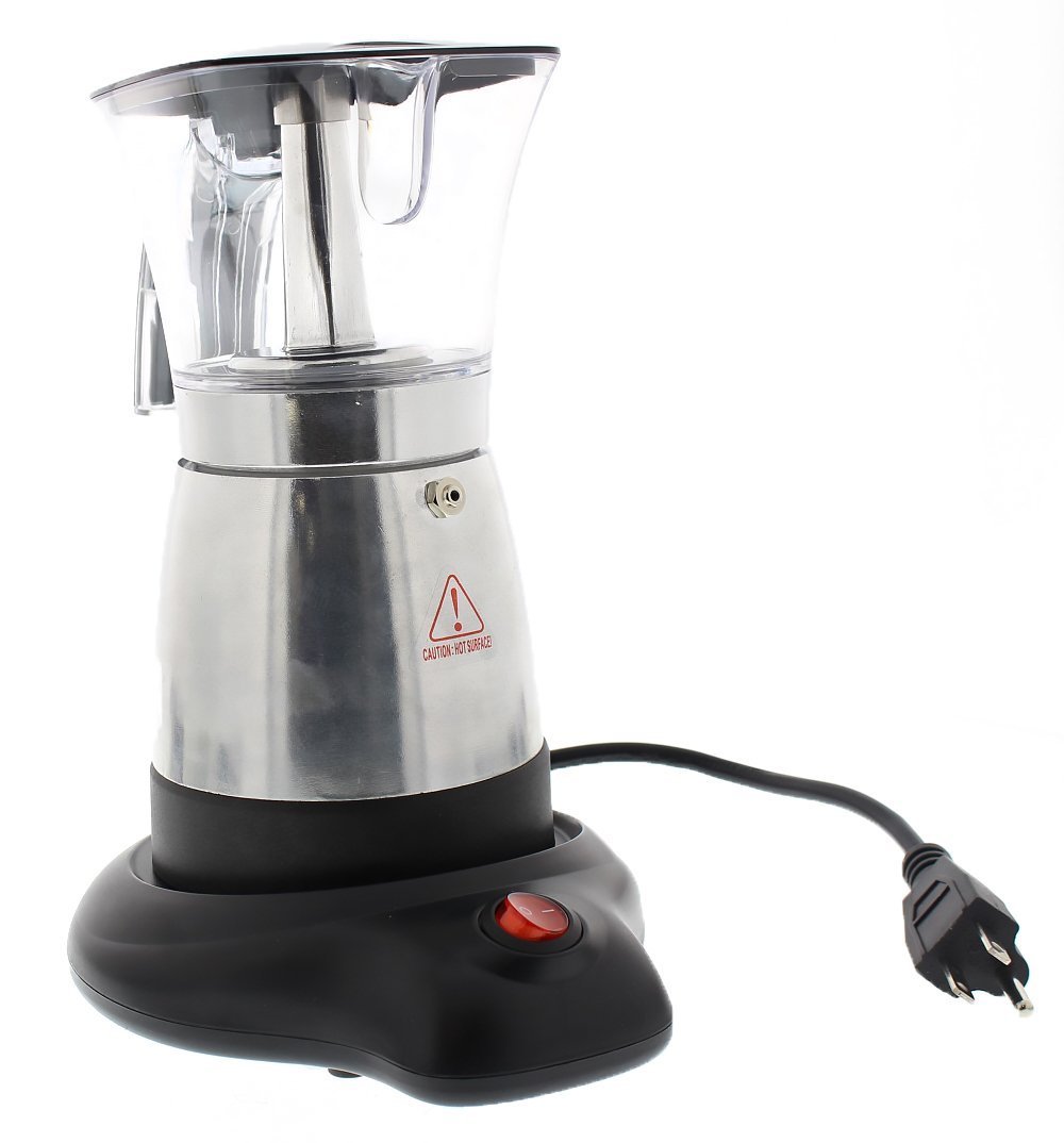 Brentwood Electric 6 Cup Moka Espresso Maker in Silver 6.5" x 9" x 6