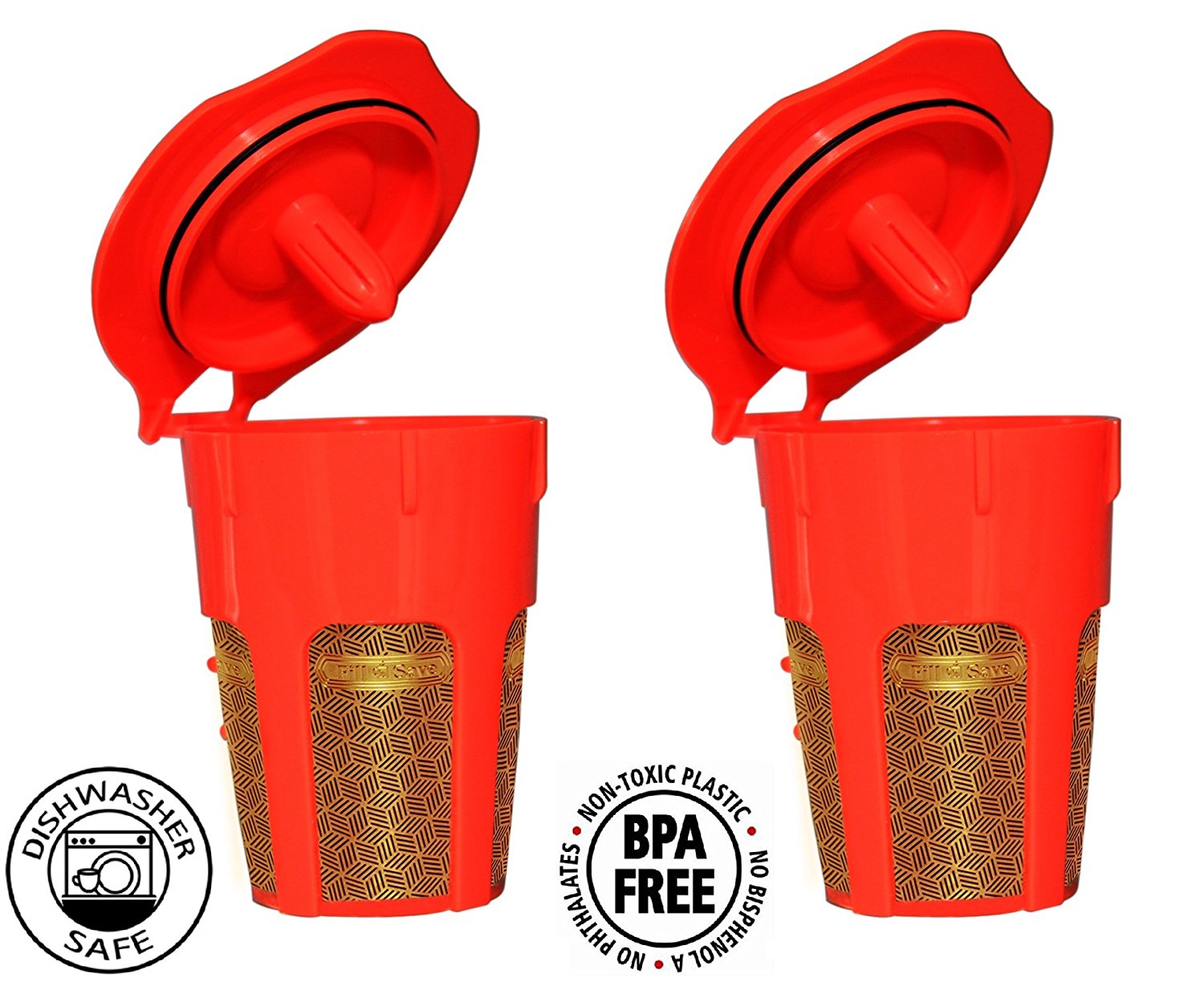 Fill N Save GOLD SERIES 24K Gold Reusable Carafe KCups [2 Pack