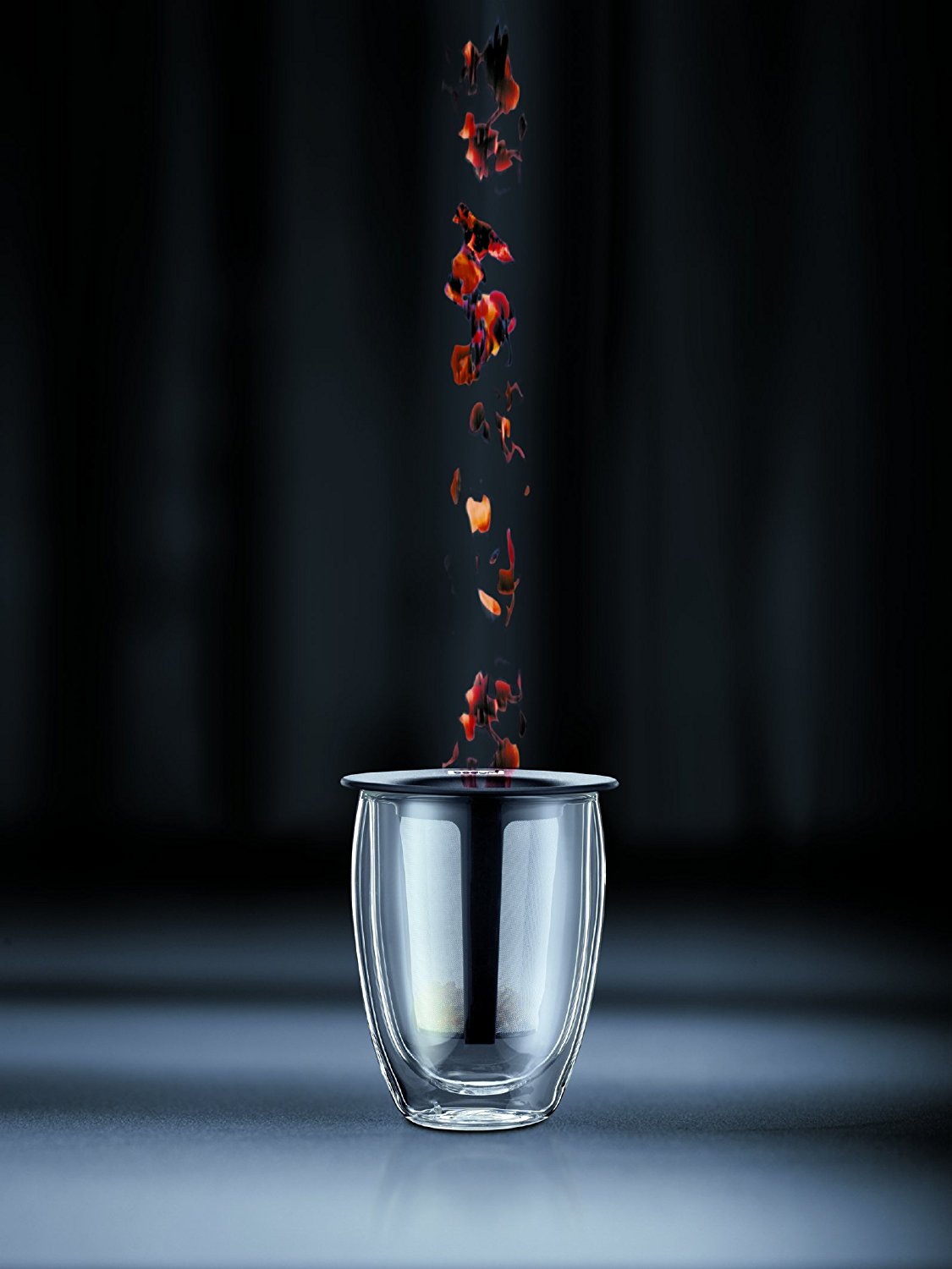 Bodum 12Ounce Tea for One, Double Wall Glass with Strainer, Red N4