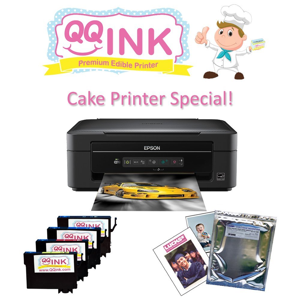 QQink Cake Printer Bundle Epson Comes with Edible Ink & Lucks Print Ons Edible Paper N2 free