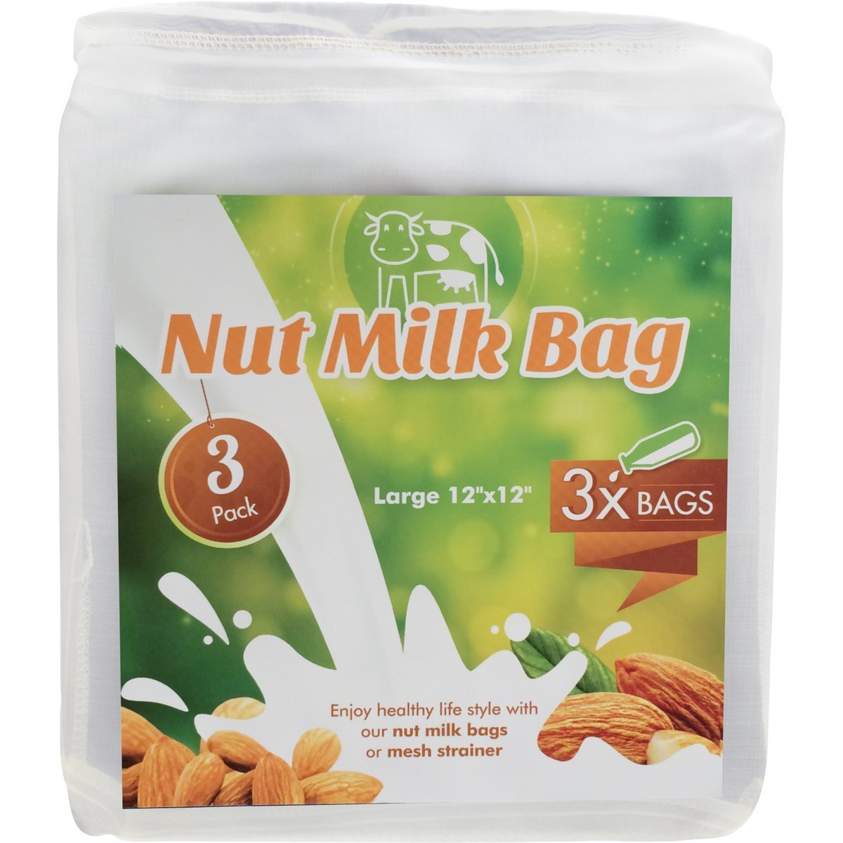 3Pack Nut Milk Bag [Large 12"x 12"] All Purpose Commercial Grade