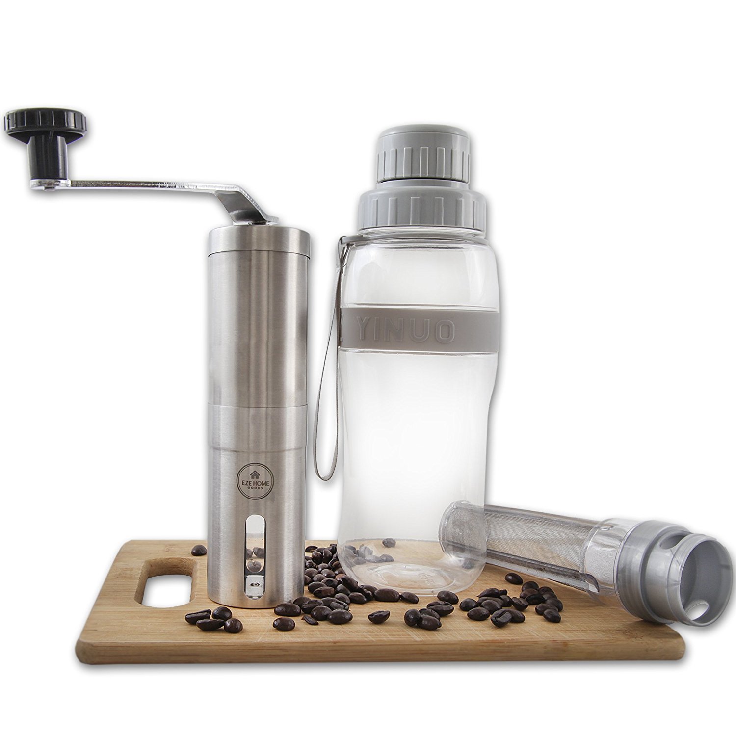 EZE Homegoods Cold Brew Iced Coffee Maker Travel Bottle (Grey) 28 oz