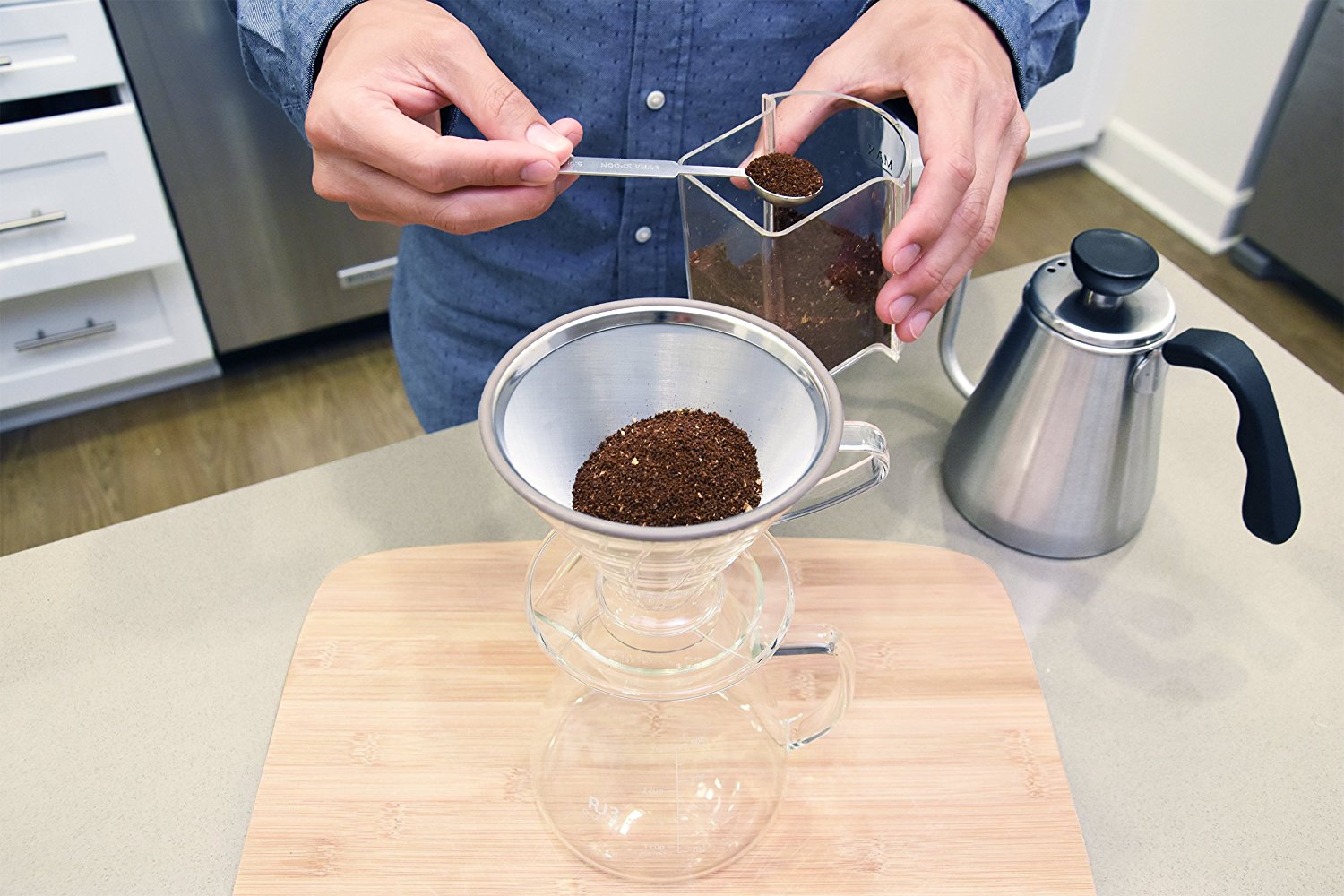 Pour Over Coffee Filter Reusable Cone Dripper with Silicone Grip for