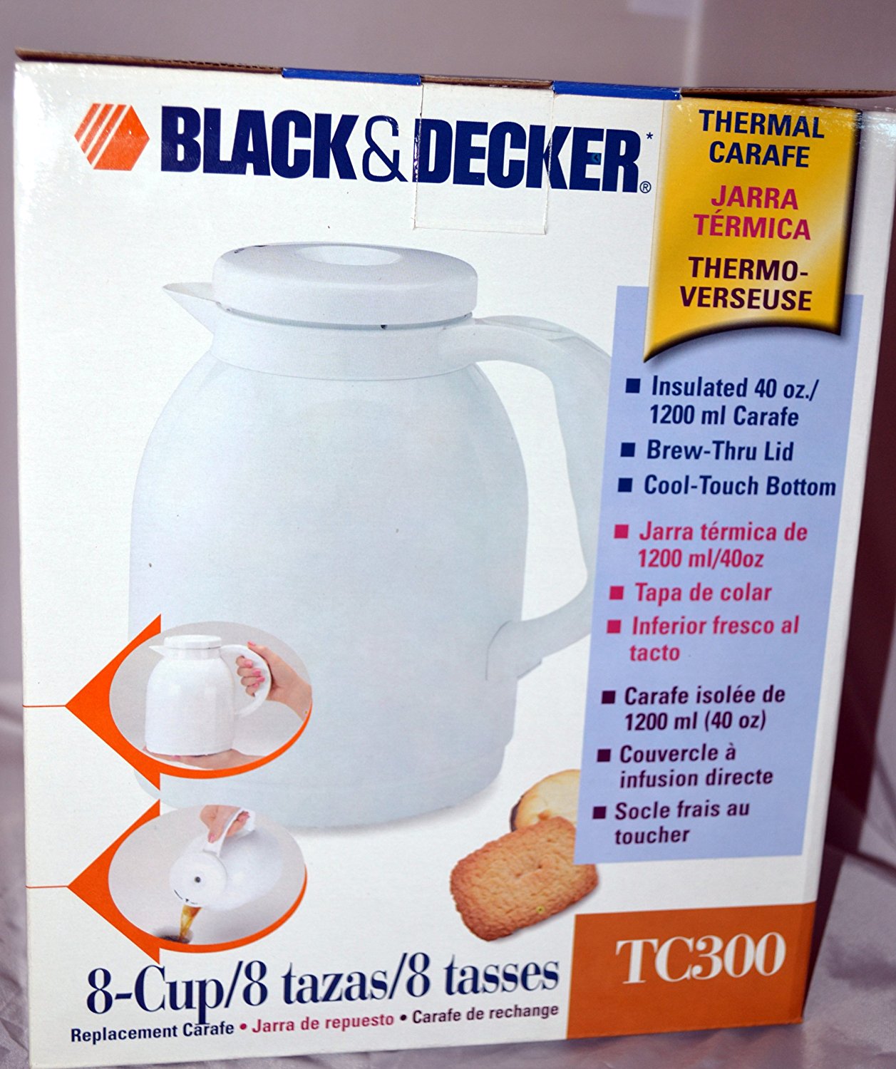 Black and Decker White 8 Cup Replacement Thermal Carafe Tc300 free