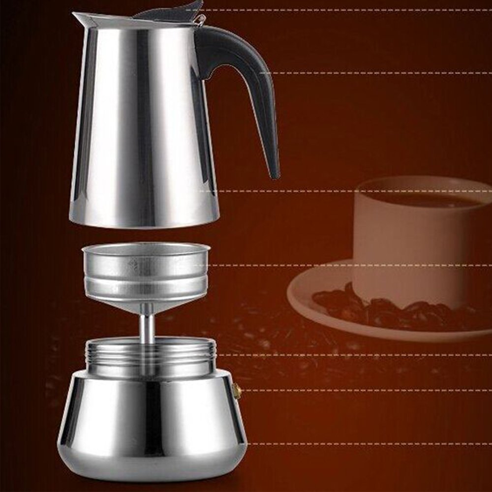 Stainless Steel Italy Style Stovetop 2Cup Espresso Coffee Maker Moka