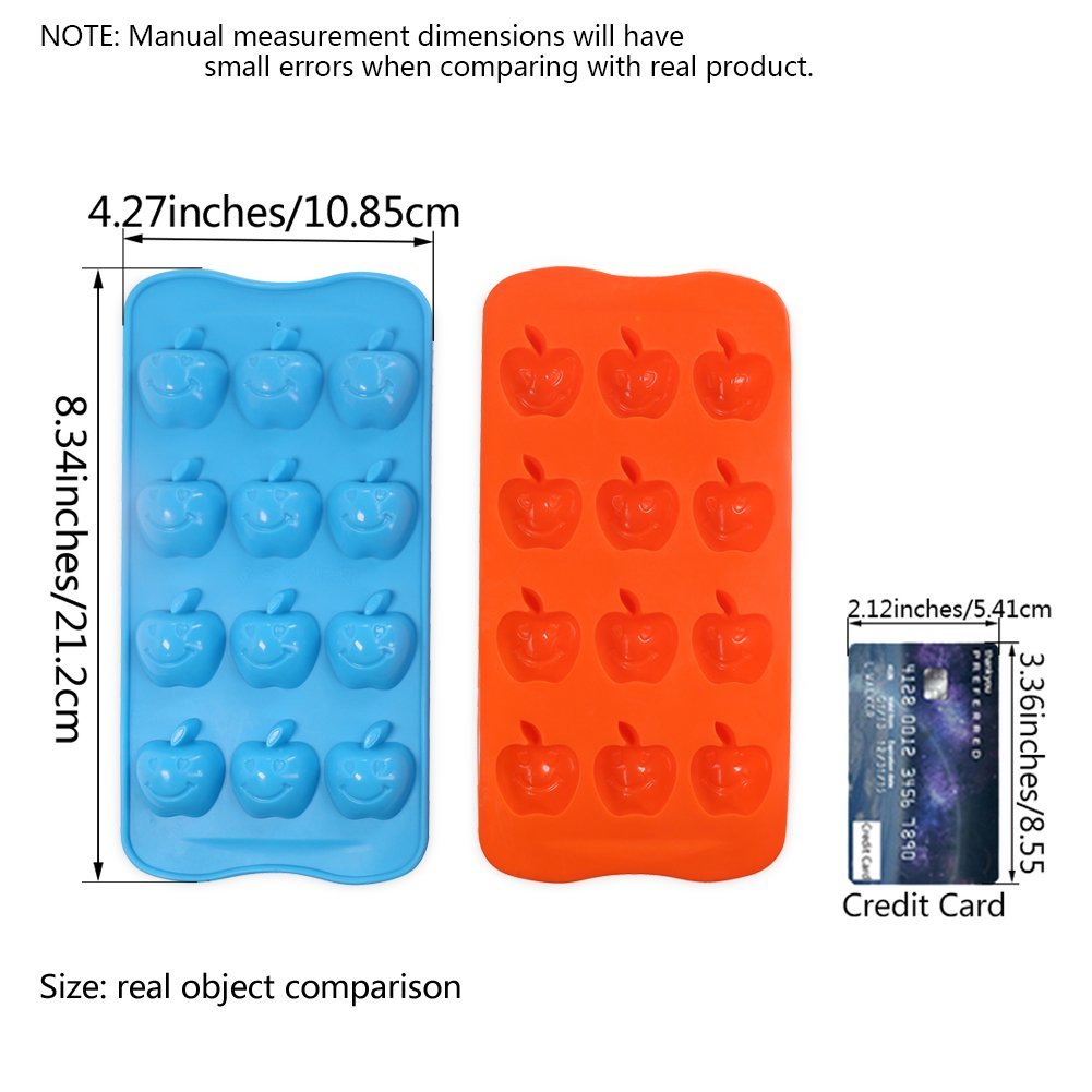 Candy Making Molds, 2PCS YYP [12 Cavity Apple Shape Mold] Silicone