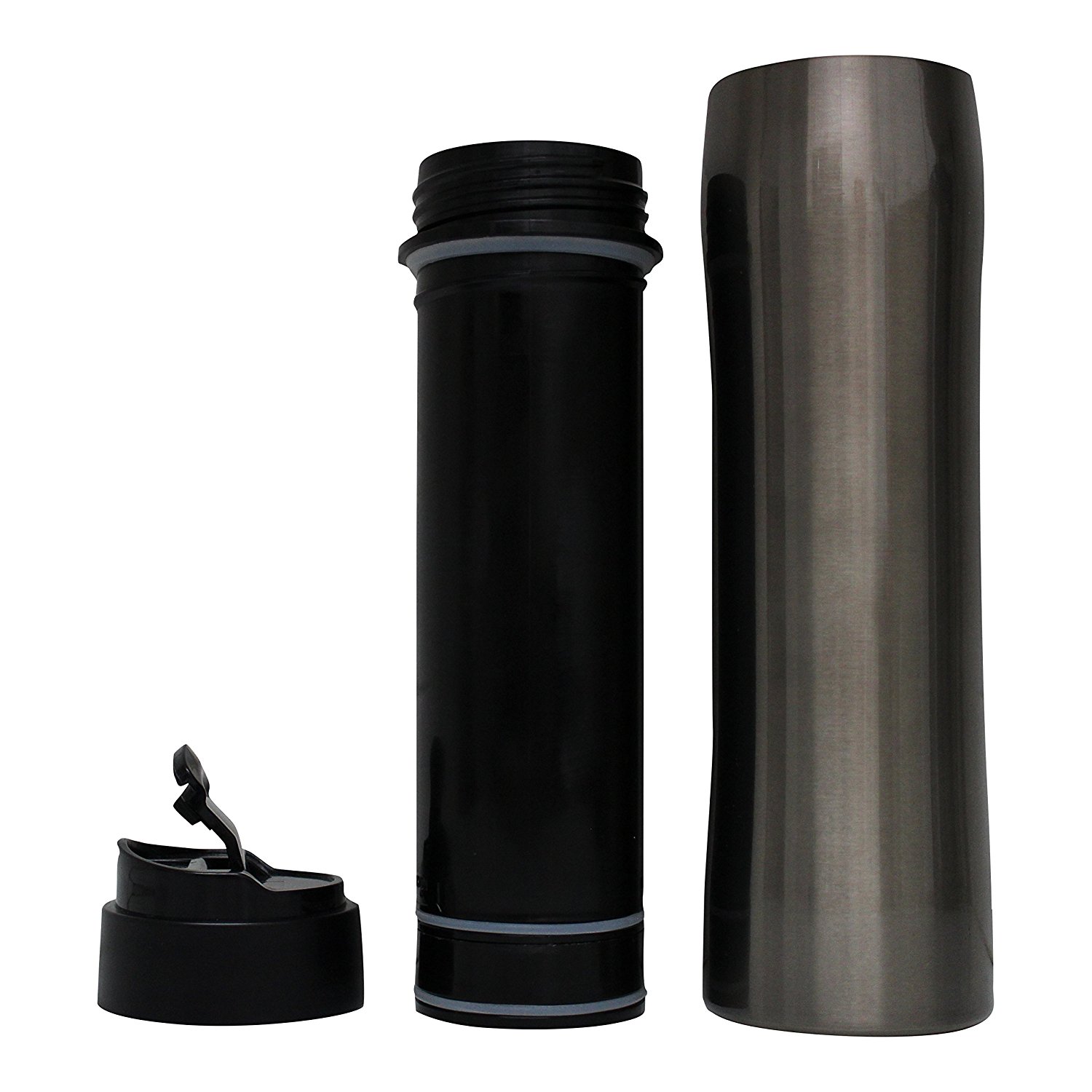 Equaliteria™Portable stainless steel grey French Press 12oz travel mug