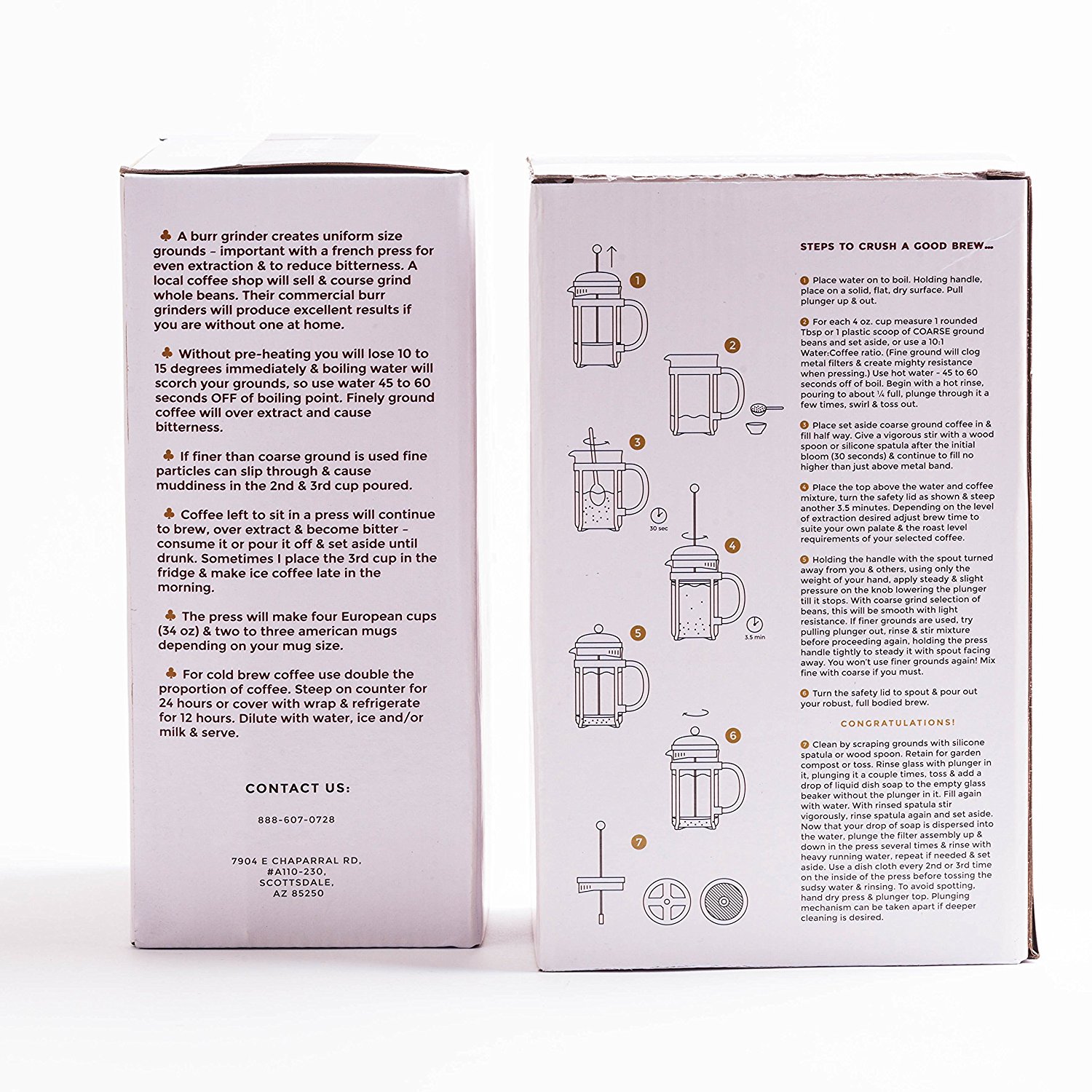 Copper French Coffee Press & Tea Infuser Heat Toughened Glass Cafe