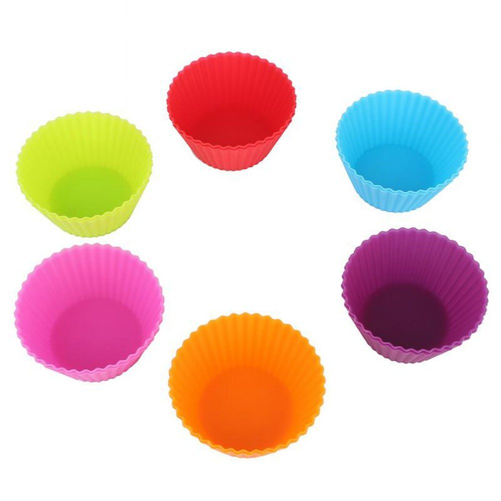 Fans 12pcs Soft Silicone Baking Cups Cupcake Bakeware Liners Case Molds