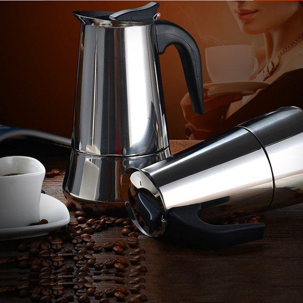 Stainless Steel Italy Style Stovetop 2Cup Espresso Coffee Maker Moka