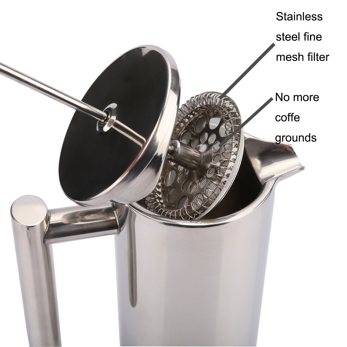 Powilling French Press Coffee Maker Double Wall Stainless Steel