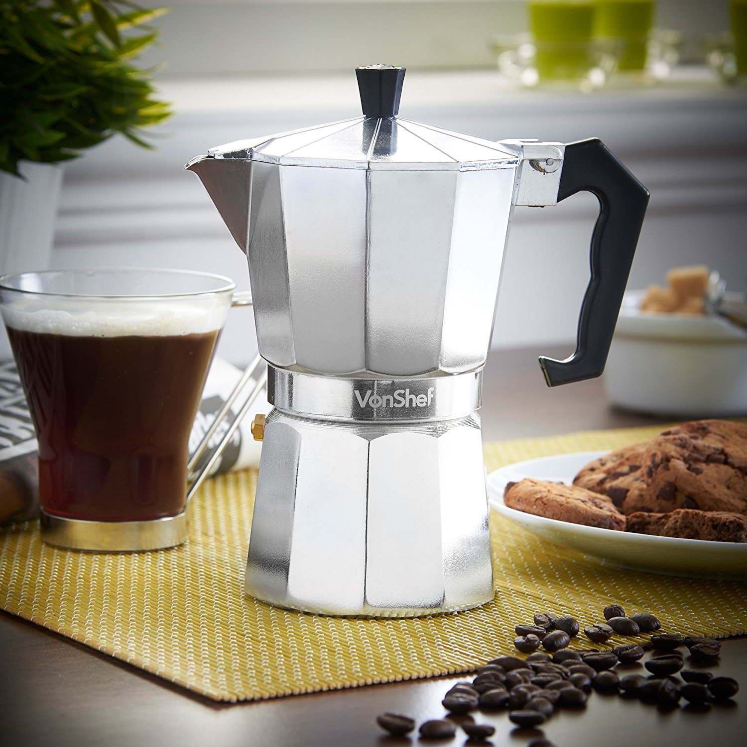 VonShef 3 Cup Italian Espresso Coffee Maker Stove Top Moka