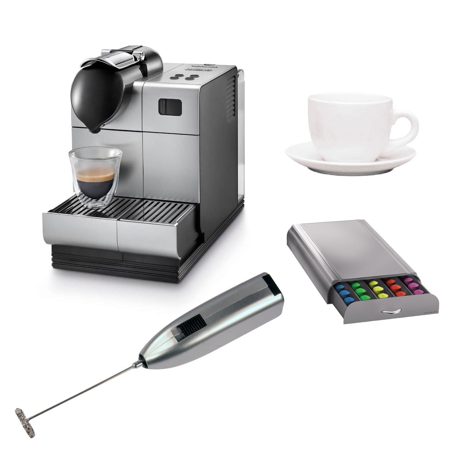 DeLonghi Silver Lattissima Plus Nespresso Capsule System with Coffee