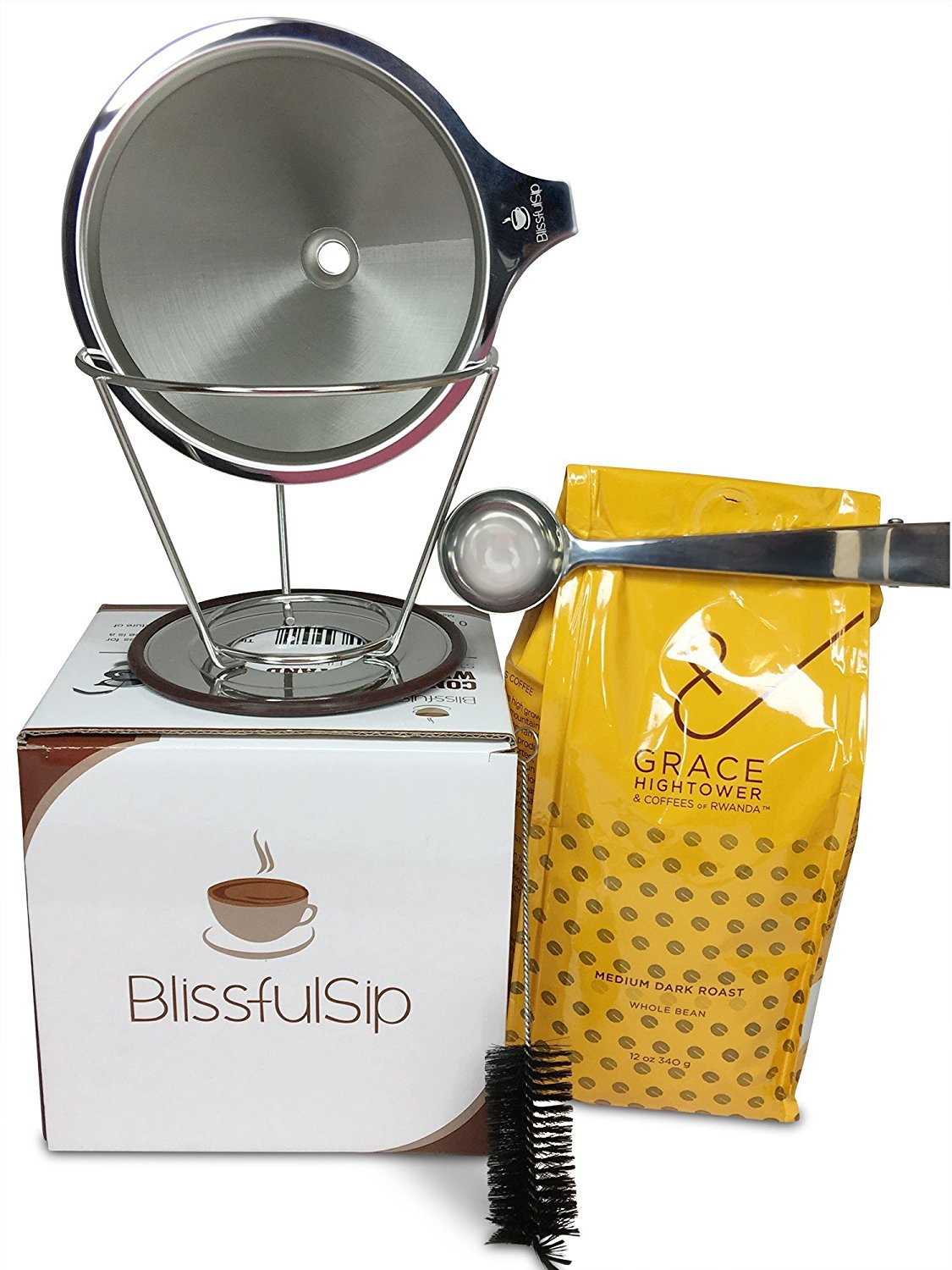 Blissful Sips Pour Over Coffee Filter (Single Cup) Stainless Steel