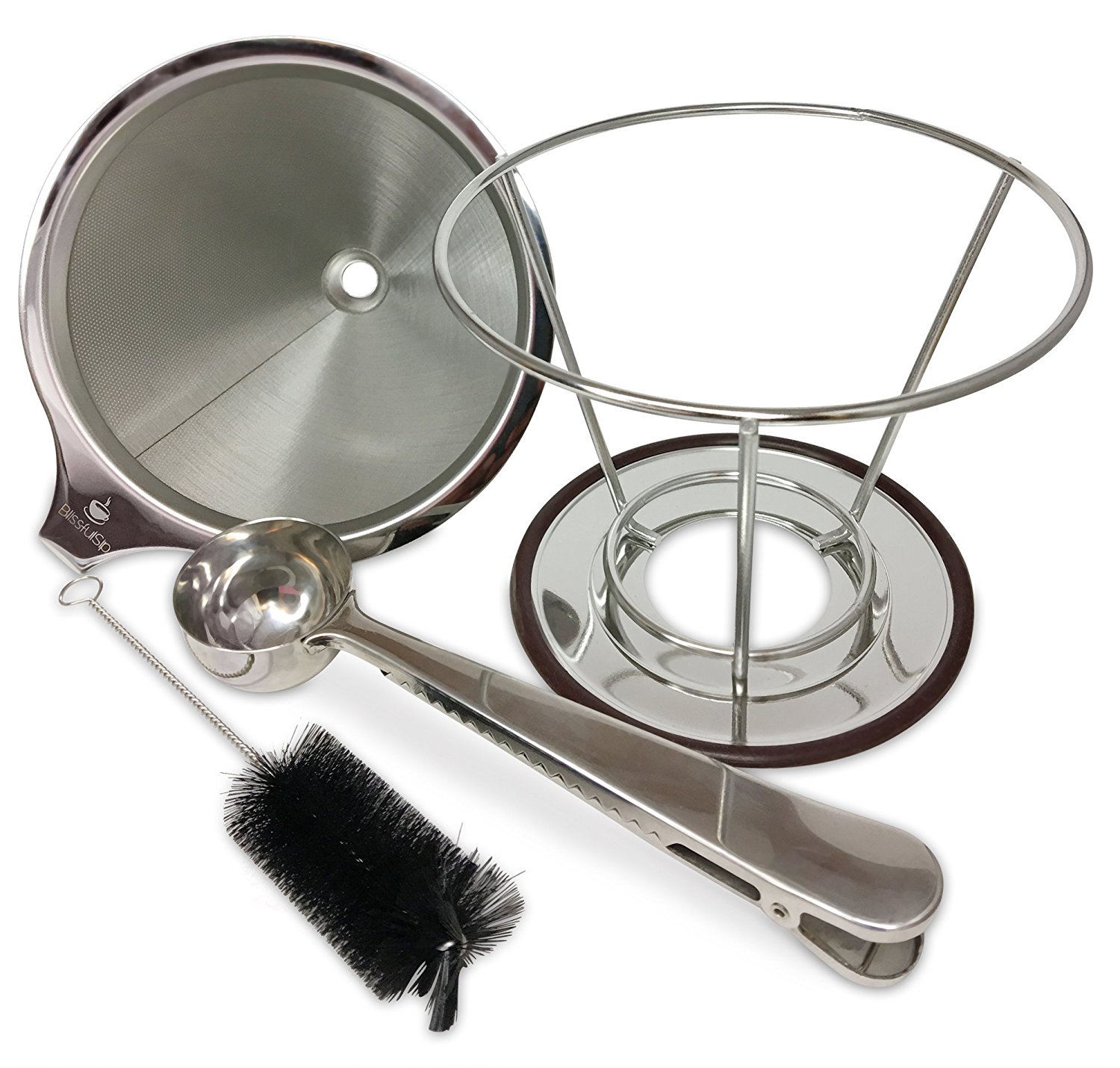 Blissful Sips Pour Over Coffee Filter (Single Cup) Stainless Steel