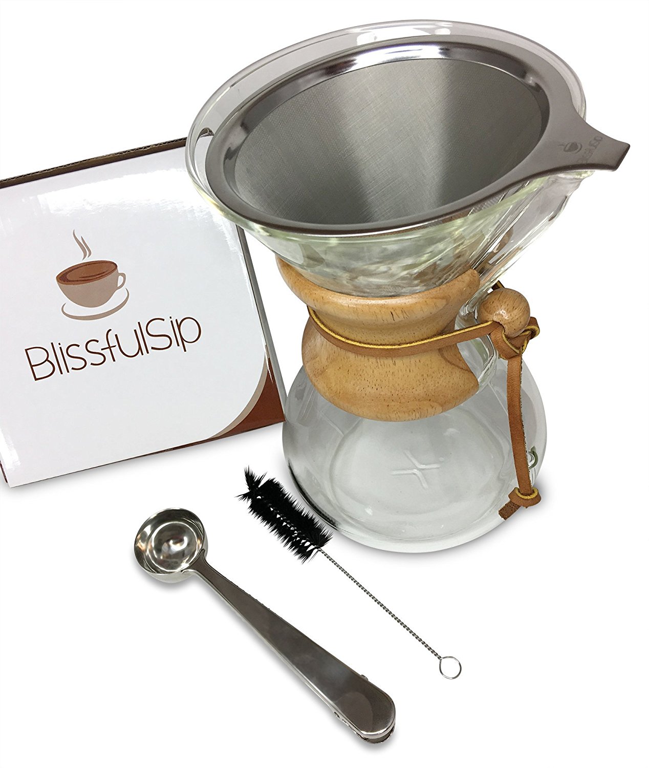 Blissful Sips Pour Over Coffee Filter (Single Cup) Stainless Steel