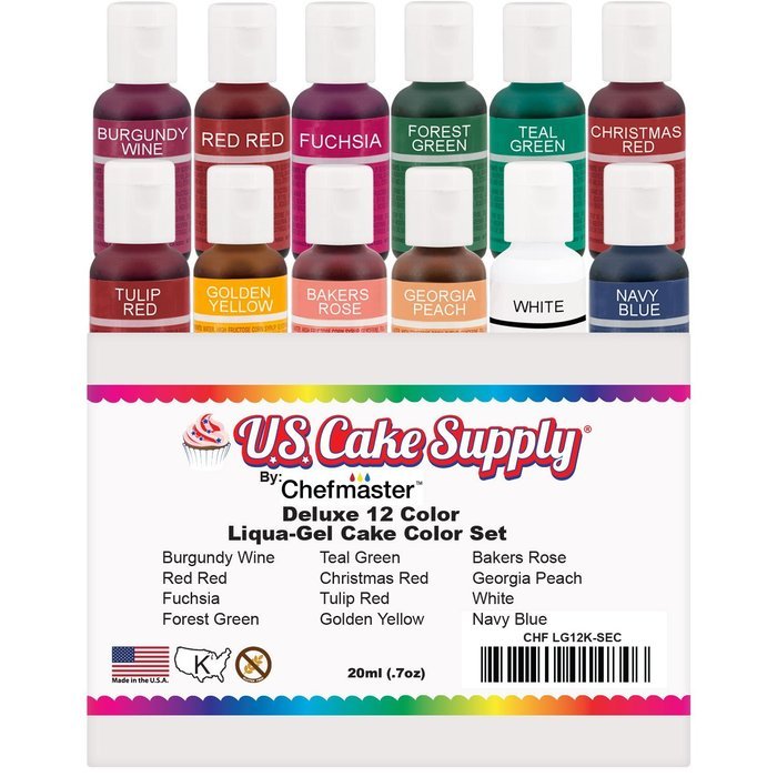 12 ColorUS Cake Supply® by Chefmaster LiquaGel Paste Cake Color Set