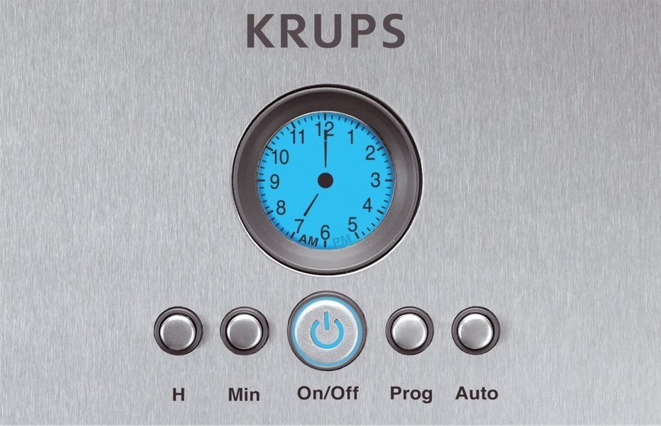 KRUPS KM1000 Prelude Coffee Maker with LCD AnalogStyle Clock, Silver