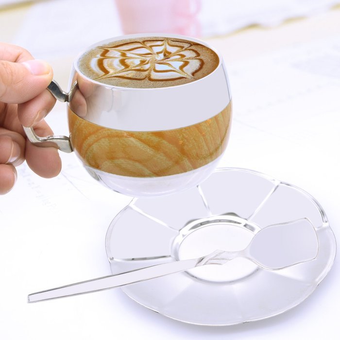Coffee Cup Set Yummy Sam Stainless Steel 140ml Coffee / Milk Cup with