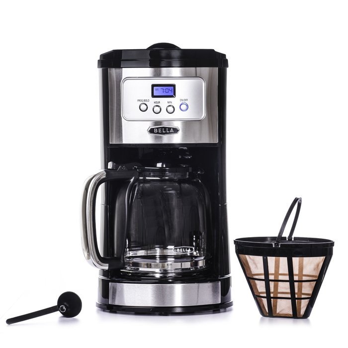 BELLA Classics 12 Cup Programmable Coffee Maker, Bold Brew Stainless