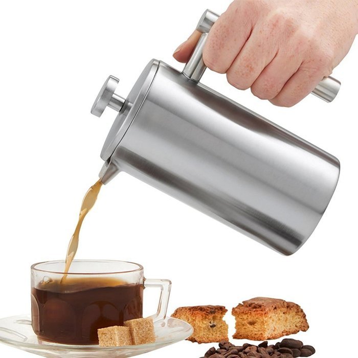 Powilling French Press Coffee Maker Double Wall Stainless Steel