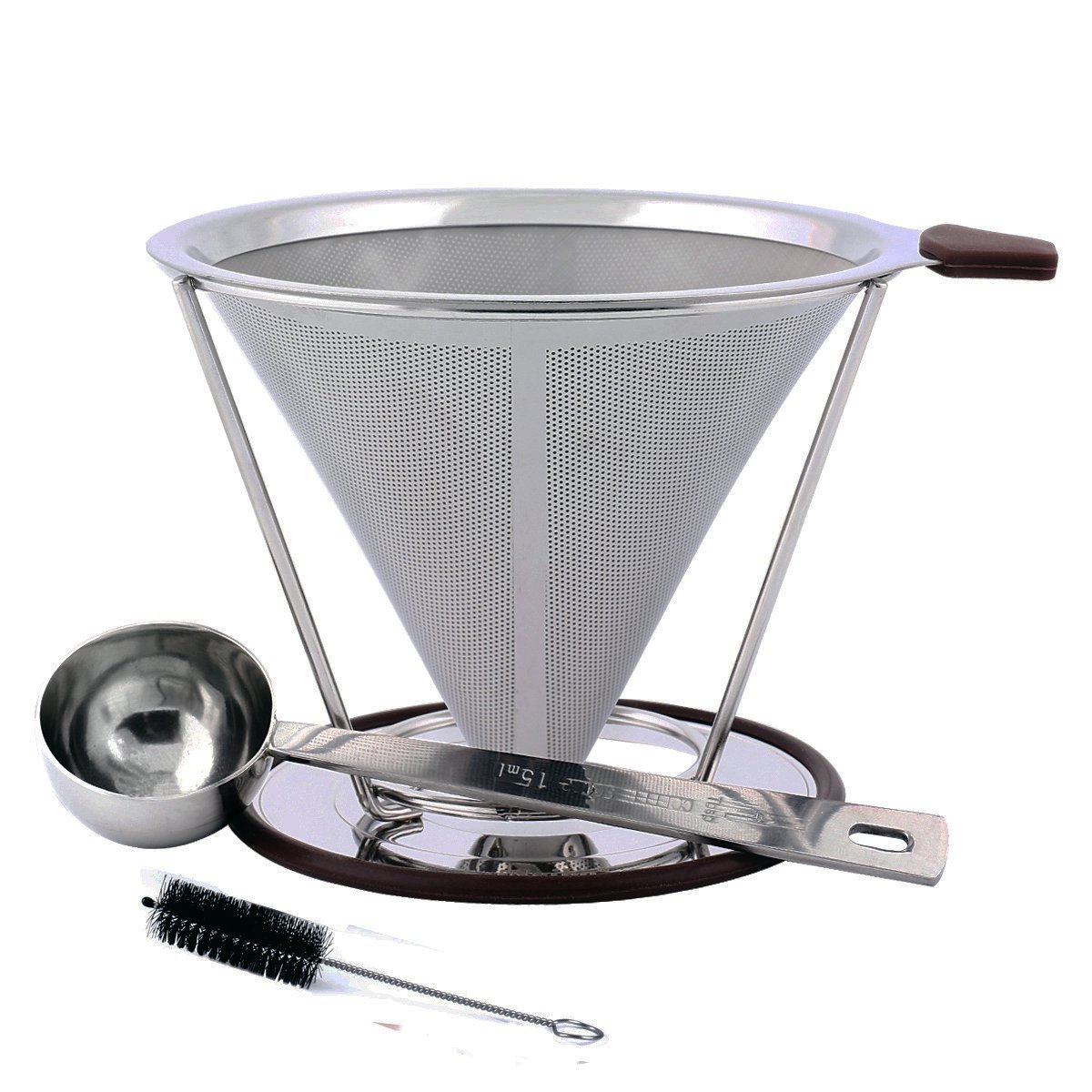 INeibo Stainless Steel Coffee Dripper Reusable Pour Over Filter Cone
