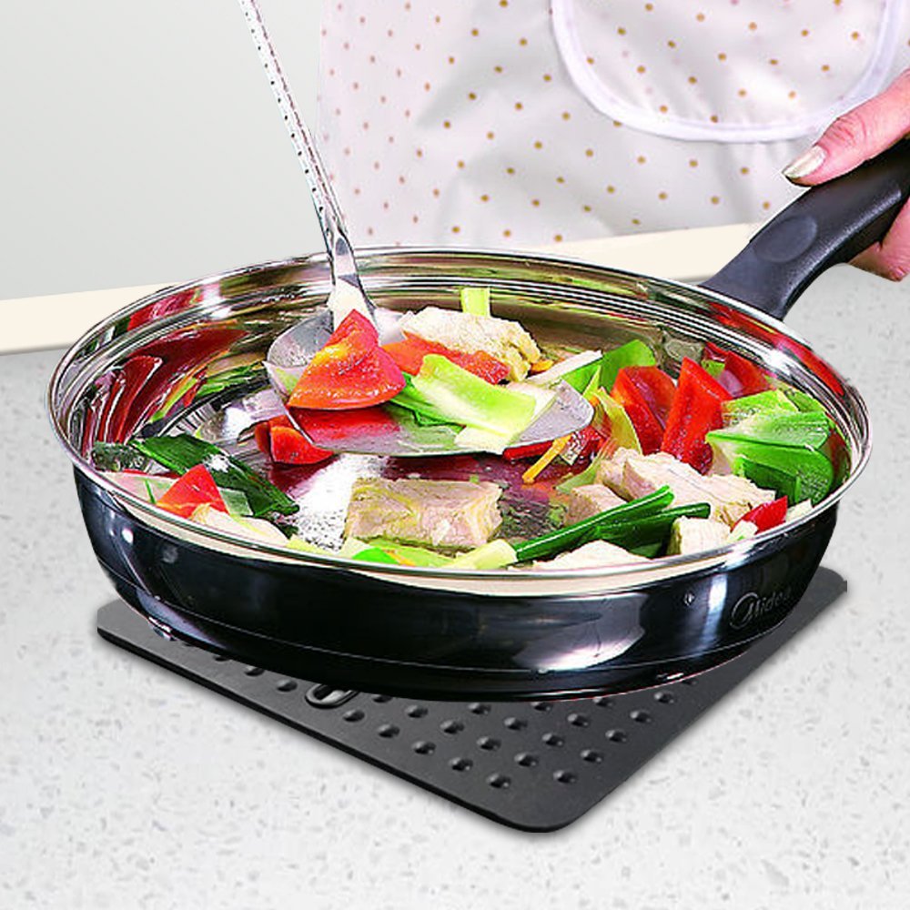 IC ICLOVER 4PCS High Quality Black food Grade Silicone Dot Trivet, Hot