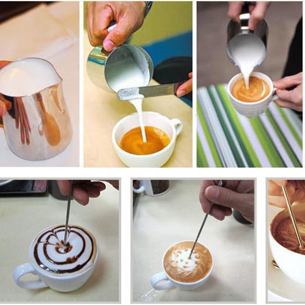 Stailless Steel Highend Coffee Art Pens set of 8, Home Espresso Tool