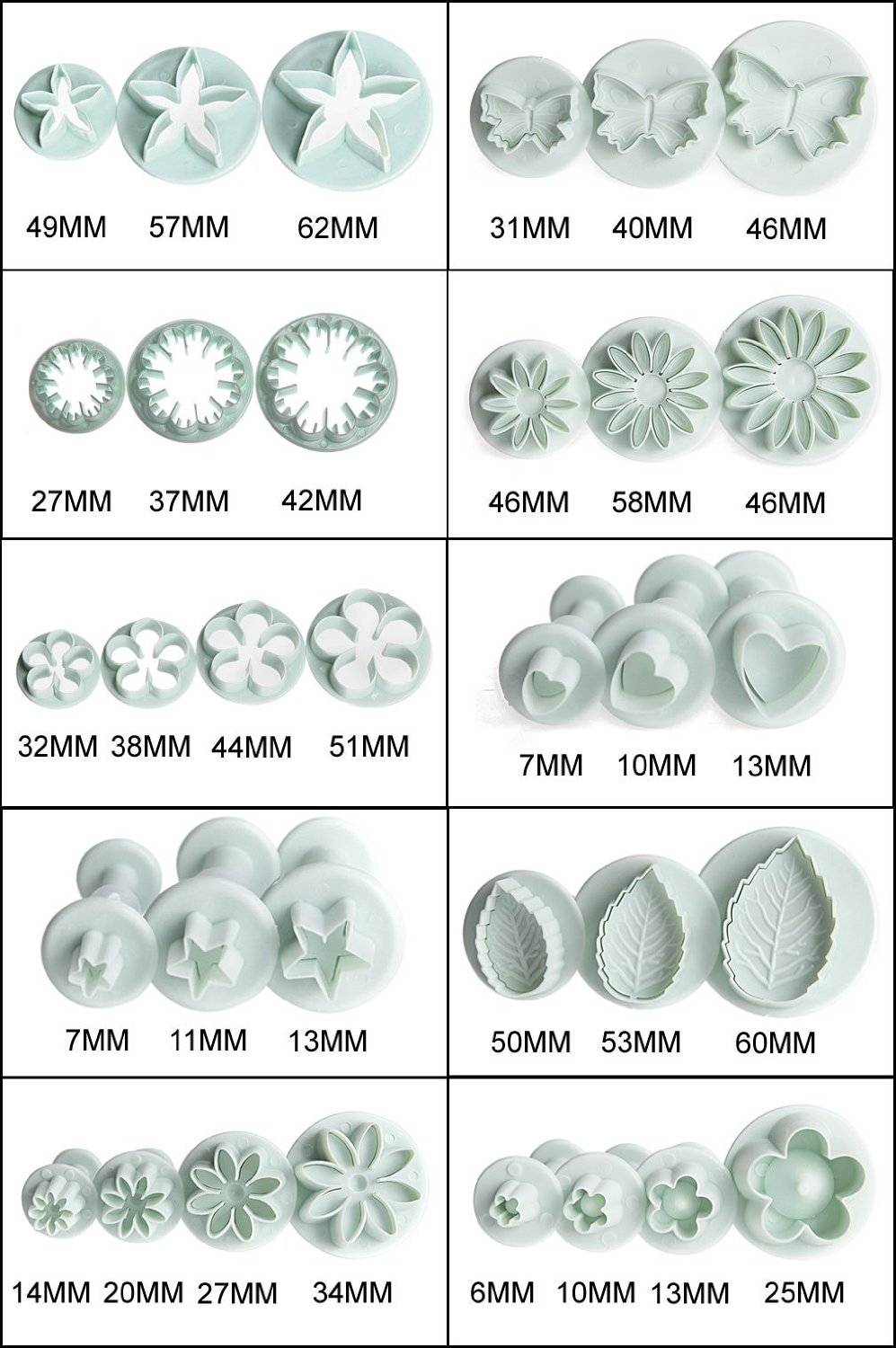 LIHAO 33 Piece Set Fondant Cake Cutters Sugarcraft Homemade Cake