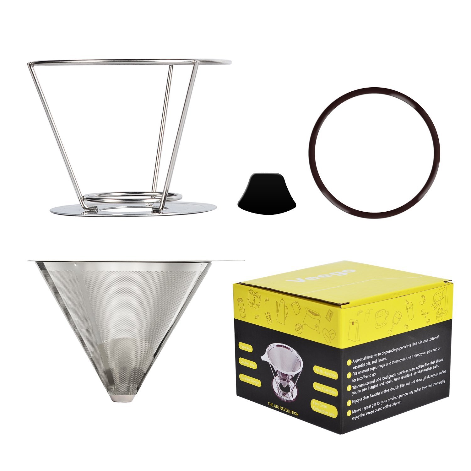 Veego Coffee Filter Stainless Steel Mesh Pour Over Coffee Dripper