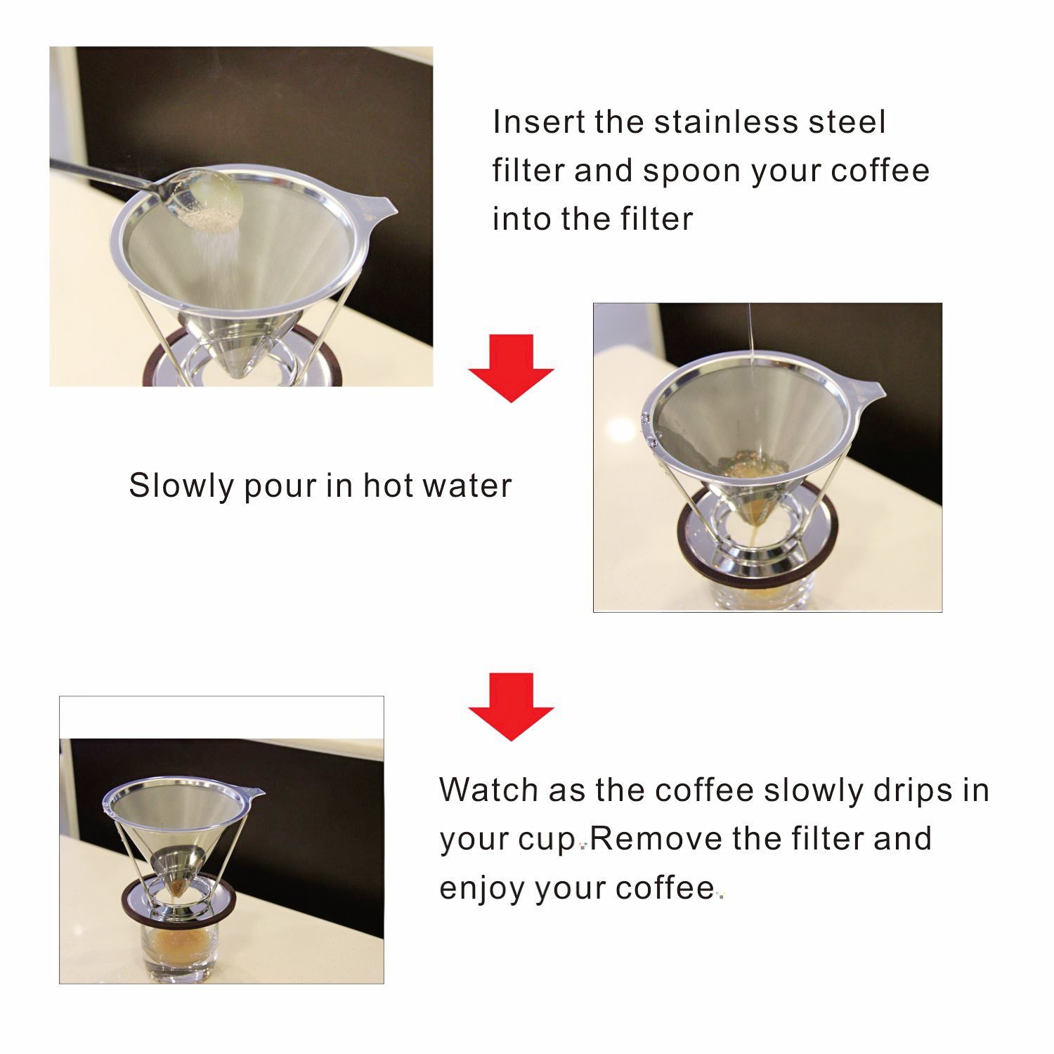 Stainless Steel Coffee Filters , Reusable Coffee Filter with Double