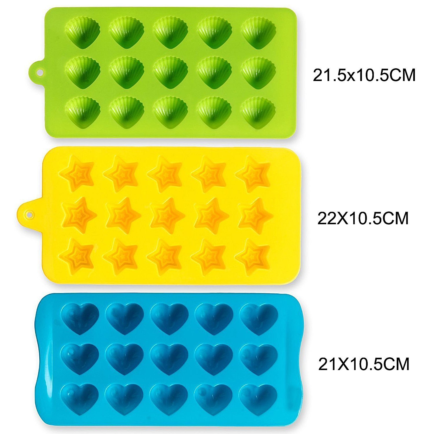 Freshlove Candy Molds & Ice Cube Trays Hearts, Stars & Shells