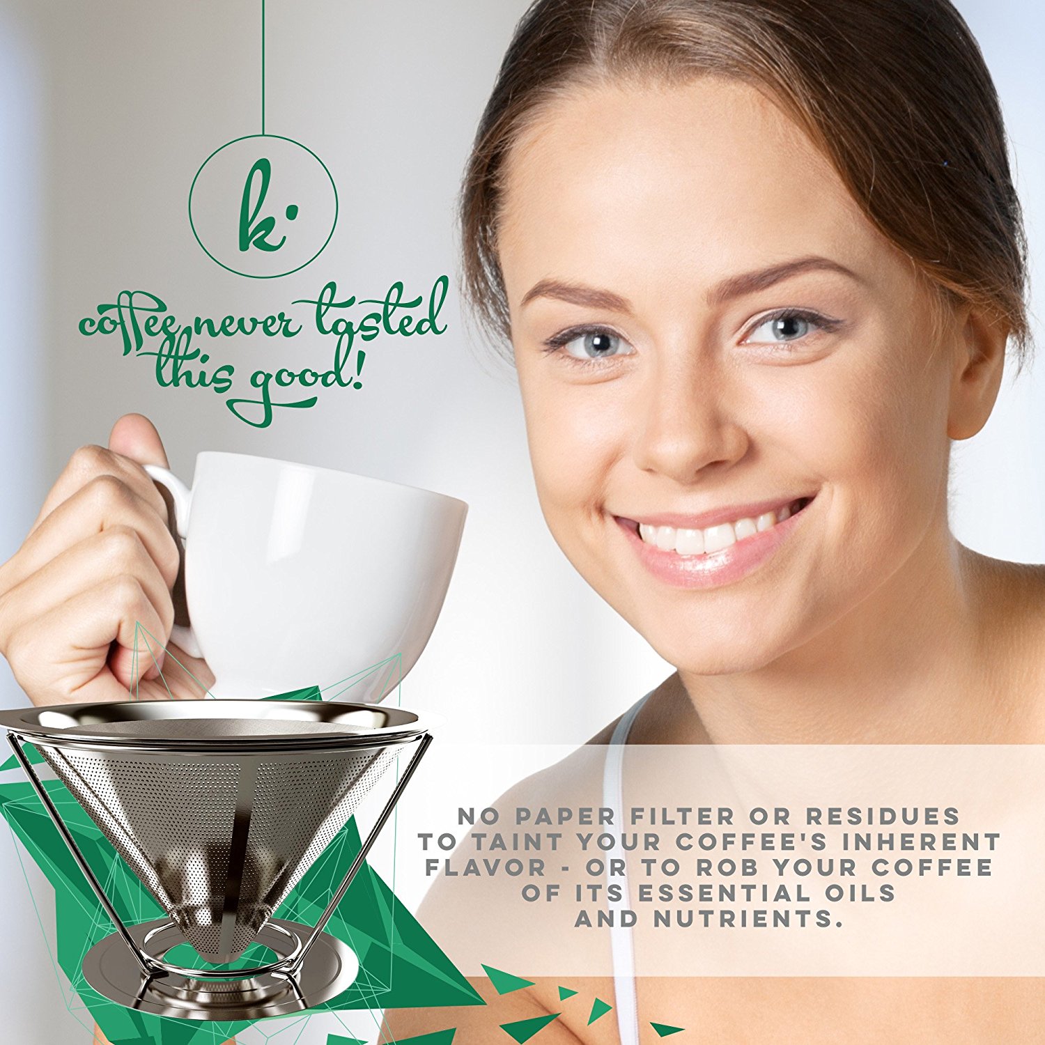 Pour Over Coffee Filter Stainless Steel Drip Cone Dripper with Stand