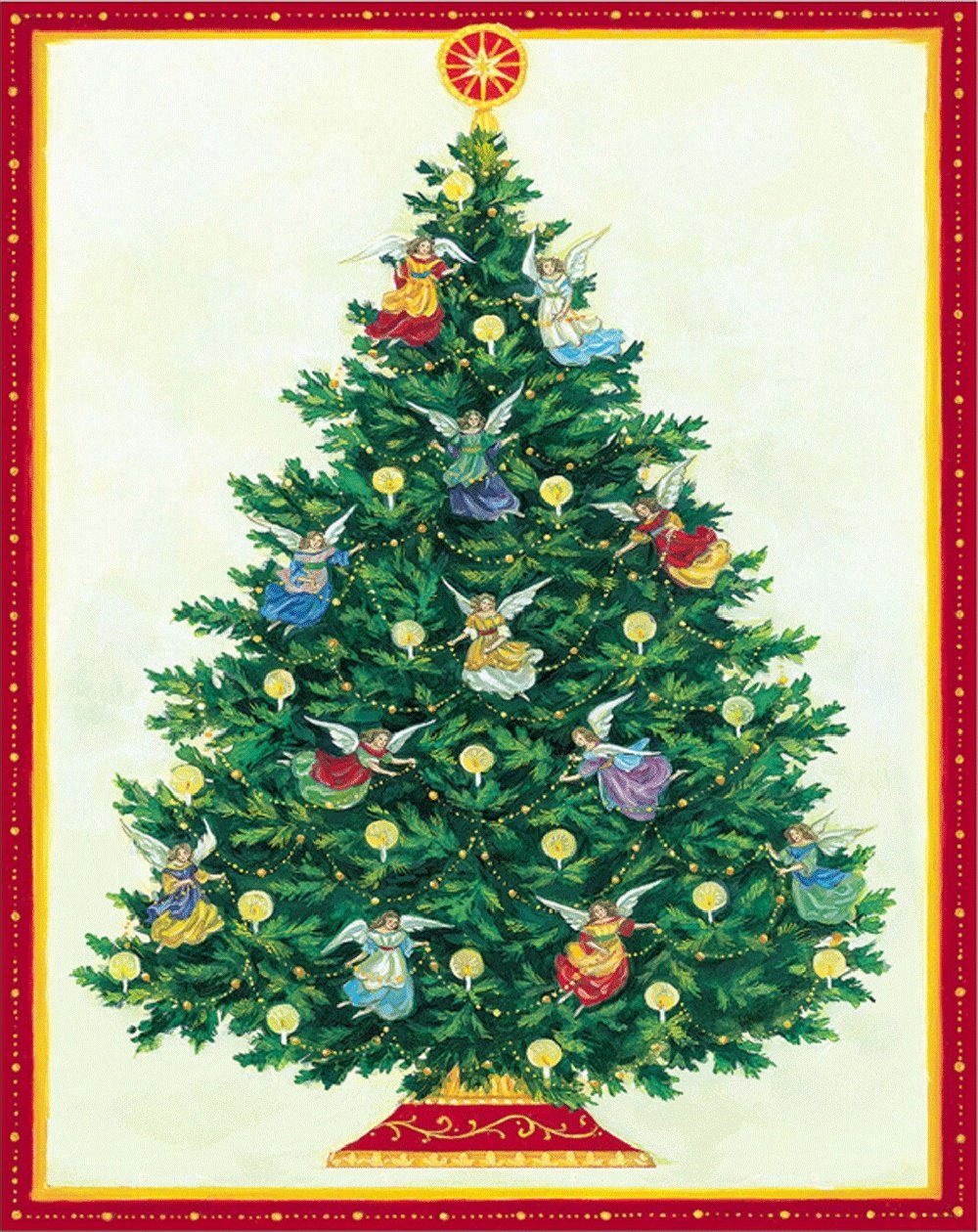 Entertaining with Caspari Angel Tree Christmas Cards (Box of 16) free