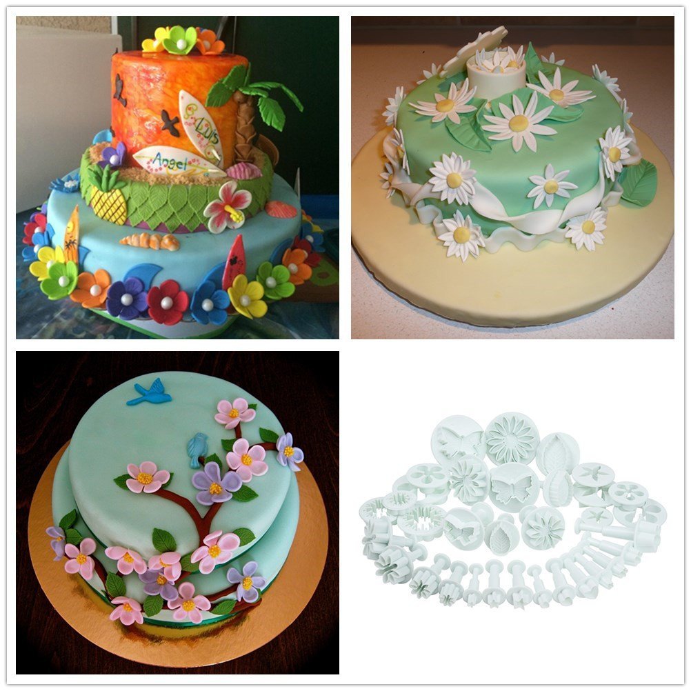 LIHAO 33 Piece Set Fondant Cake Cutters Sugarcraft Homemade Cake