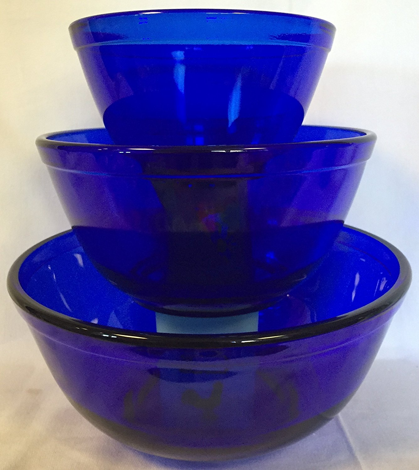 Nesting Mixing Bowl 3 Piece Set Mosser Glass American Made Cobalt