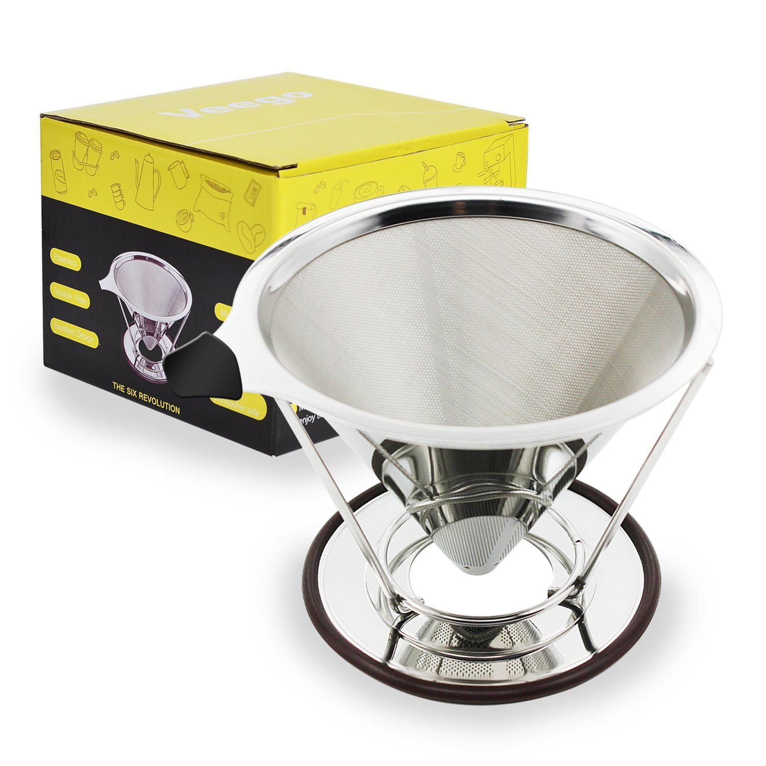 Veego Coffee Filter Stainless Steel Mesh Pour Over Coffee Dripper