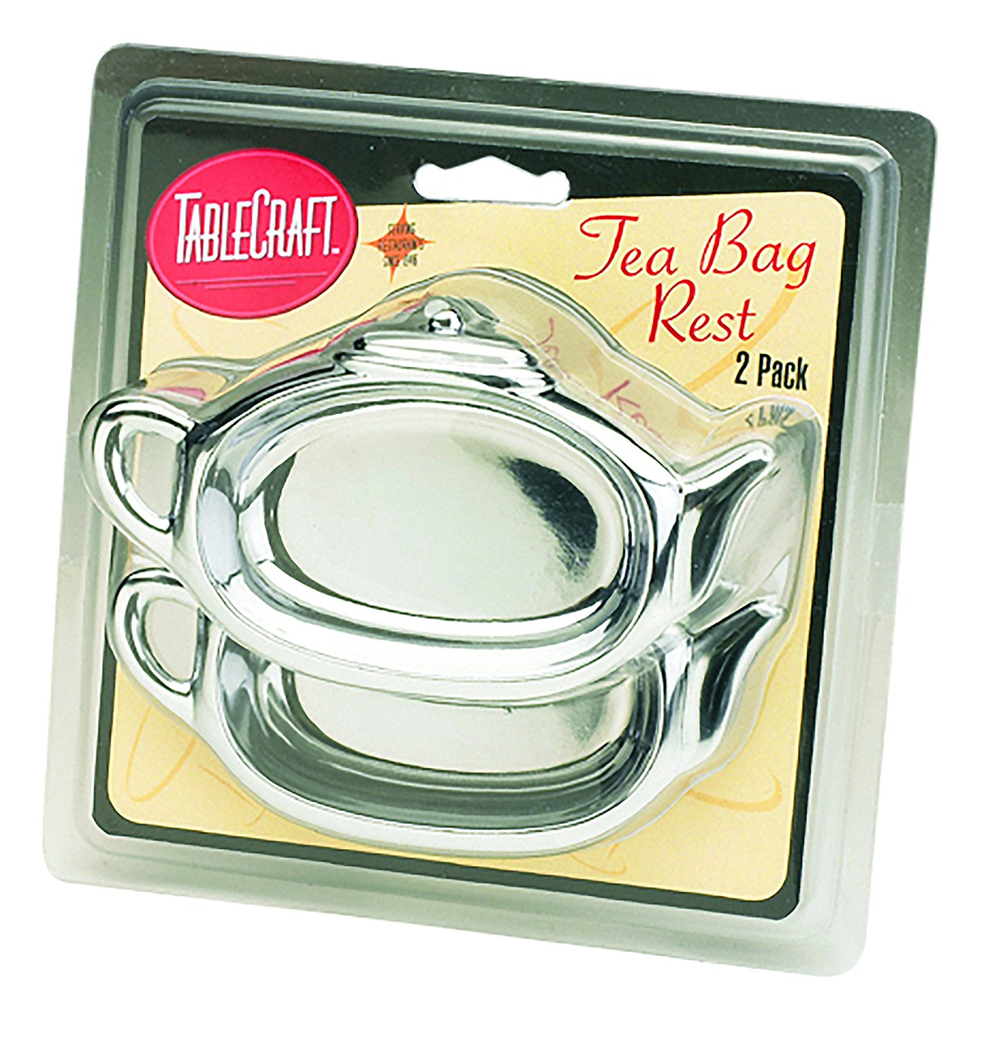 Tablecraft H1243 Tea Bag Rest (2 Pack), Small, Silver free image download