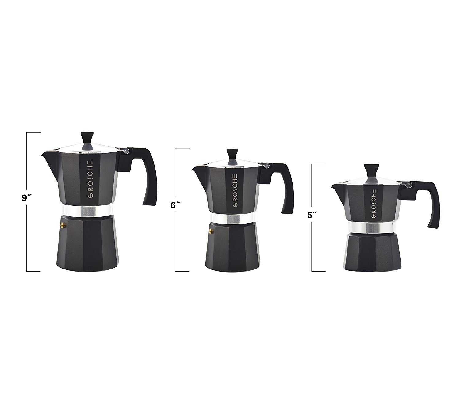 GROSCHE Milano Moka Stovetop Espresso Coffee Maker with Italian Safety