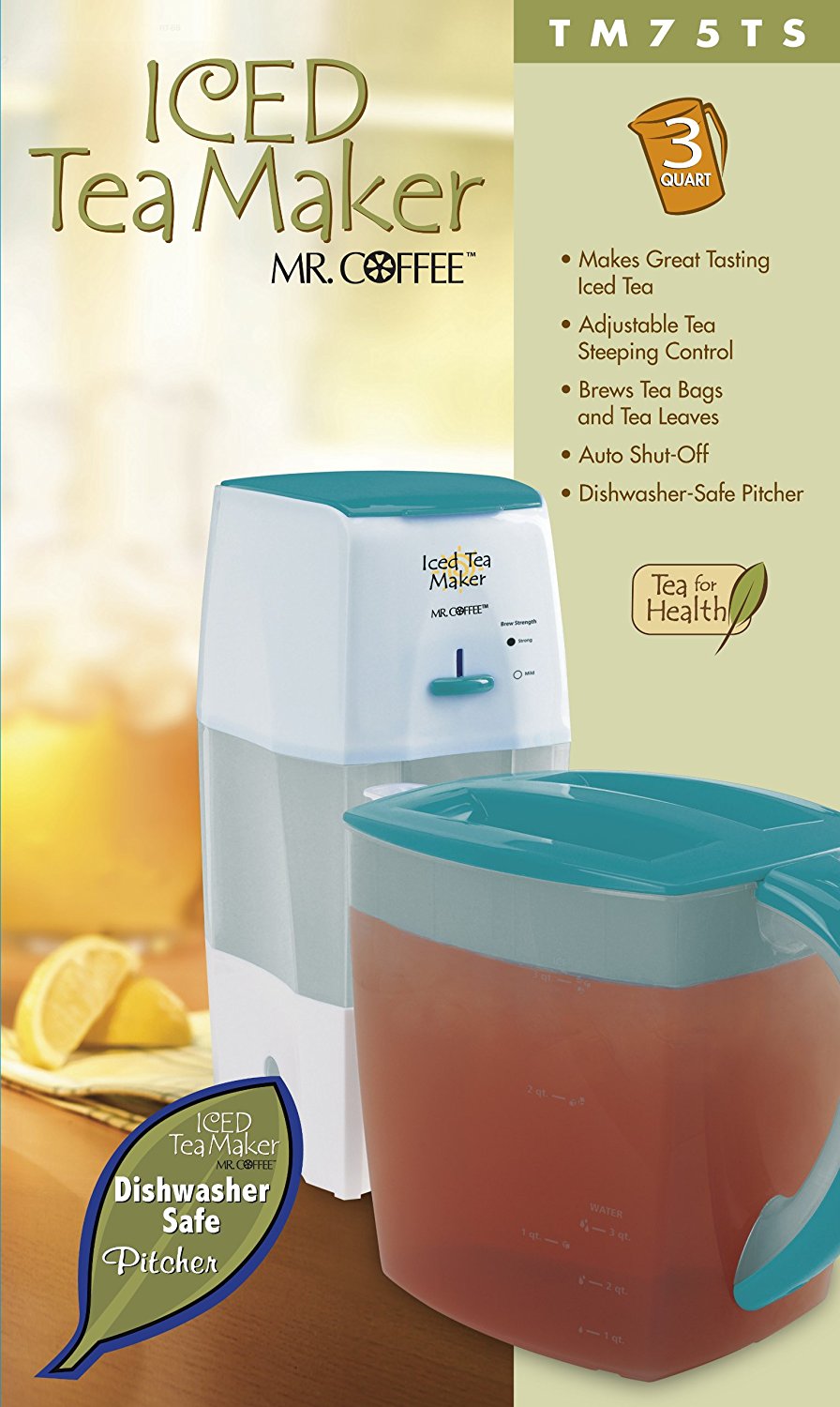 Mr. Coffee TM75TS Fresh Tea Iced Tea Maker, Teal N3 free image download