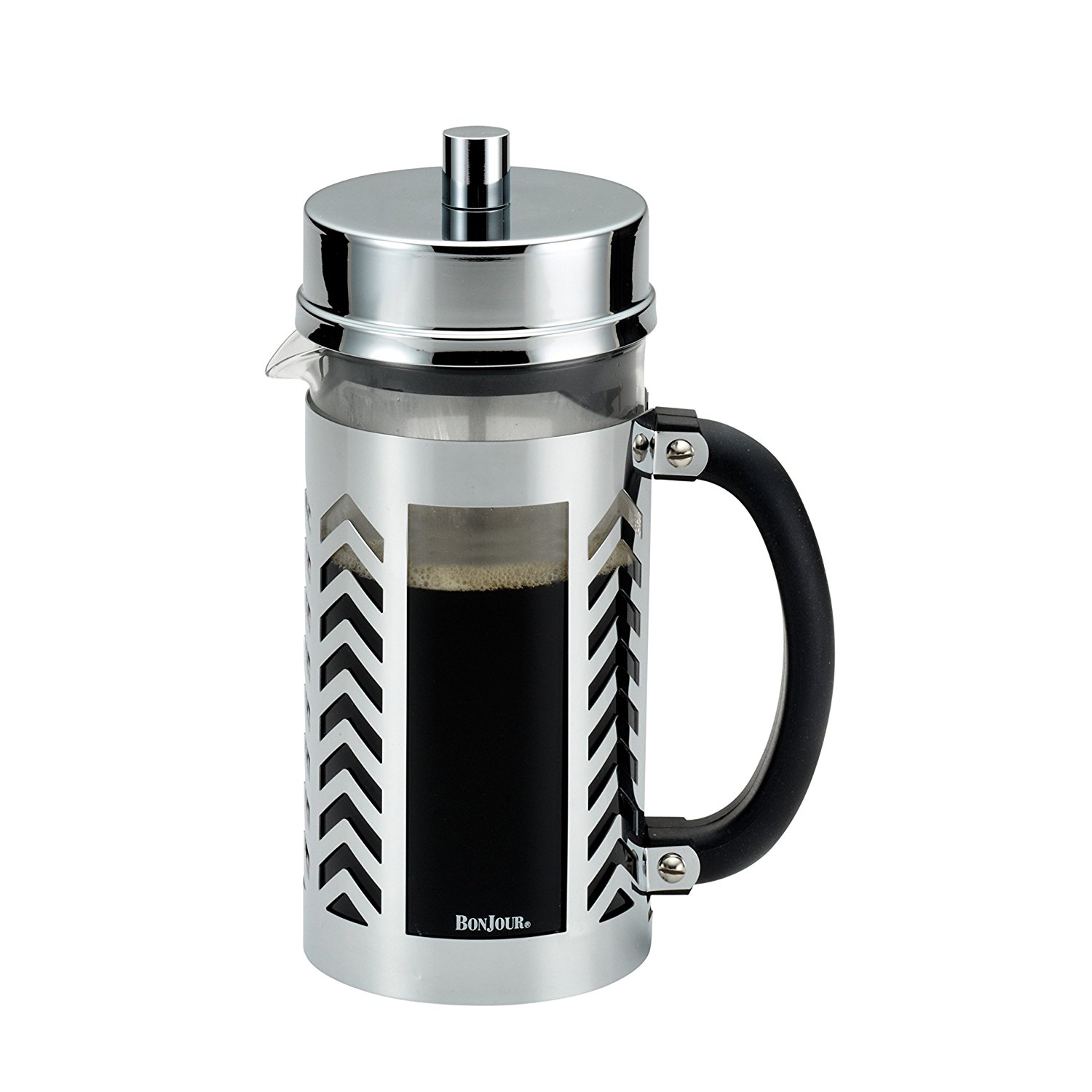 BonJour Coffee Glass and Stainless Steel French Press, 33.8Ounce
