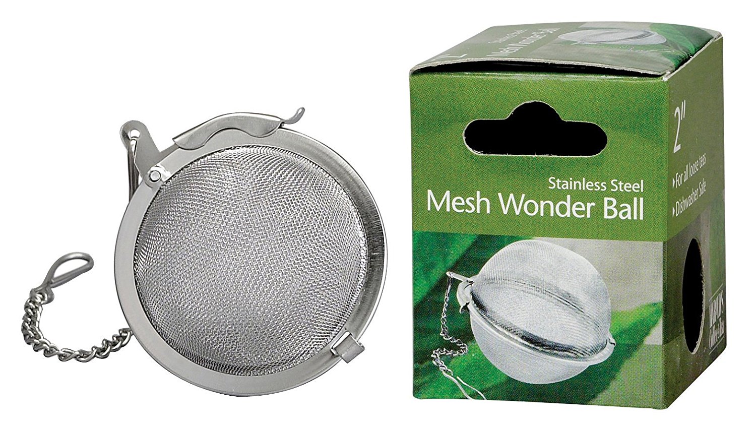 HIC Snap Mesh Tea Ball Infuser, 18/8 Stainless Steel, Carded N8 free