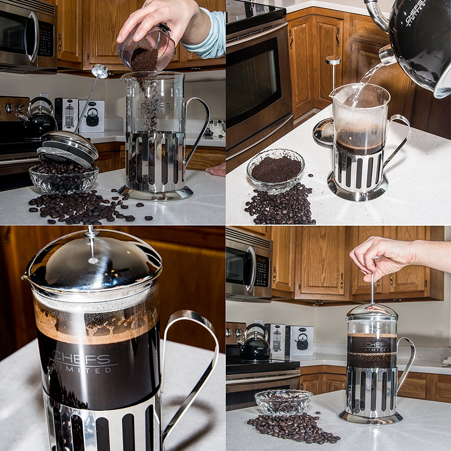 French Press 34 OZ This Coffee Press Features A Stainless Steel