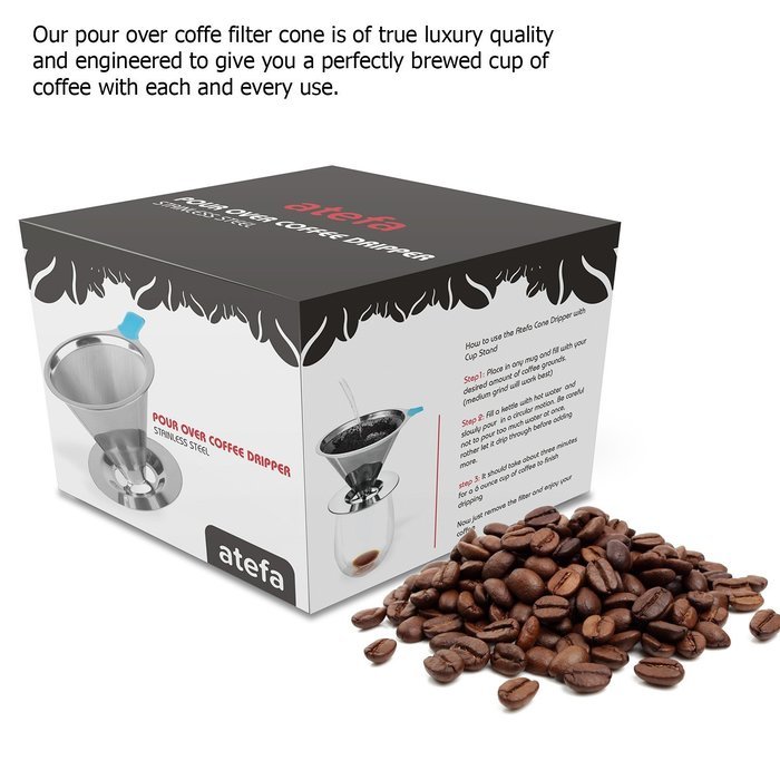 Paperless Pour Over Coffee Dripper Stainless Steel Permanent Reusable Coffee Filter For Chemex