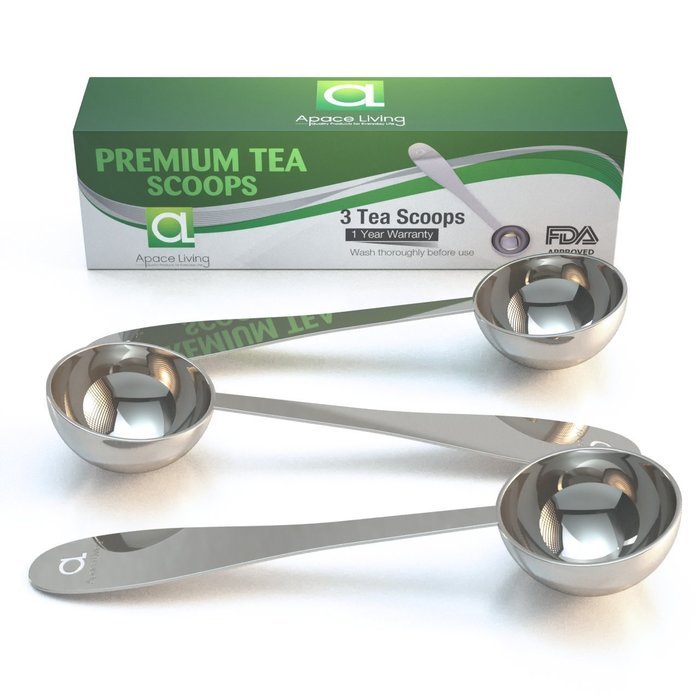 Tea Scoop (Set of 3) Premium Stainless Steel Measuring Spoons for Loose Leaf Tea, Coffee and