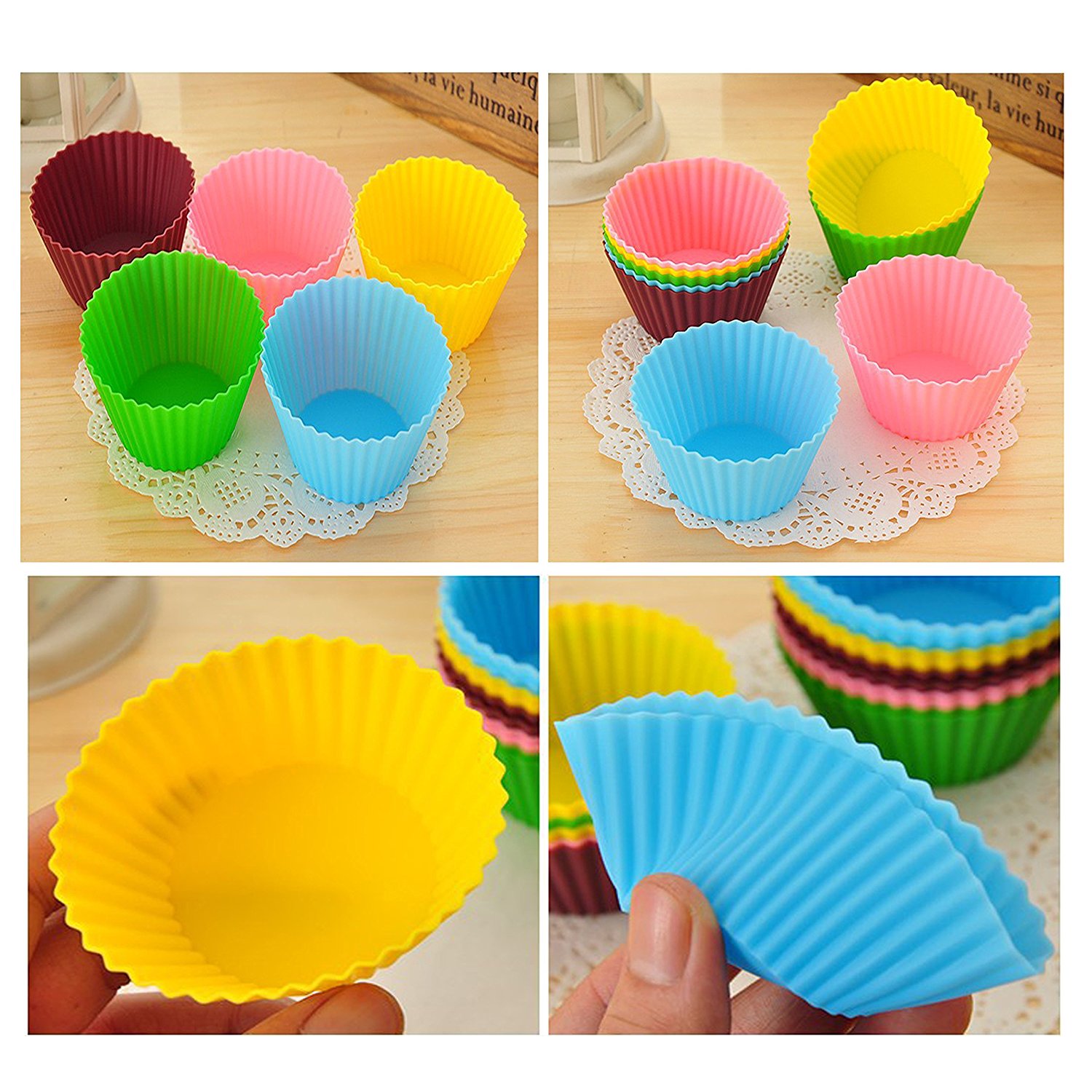 MYLIFEUNIT Reusable Silicone Baking Cups, Cupcake Liners , Set of 12 N4